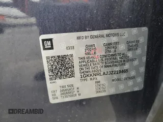 2018 GMC Acadia SLE with VIN 1GKKNRLA2JZ219465, listed as a Copart auction lot 55831755 with 157,168 mi miles and Salvage title. Bid and sale history available at DreamBid. Image 13.