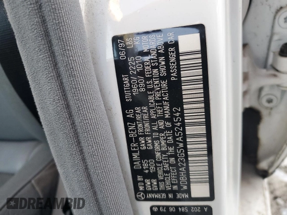 1998 Mercedes-Benz C 230/260/280/320 with VIN WDBHA23G5WA524542, listed as a Copart auction lot 82493024 with Not Provided miles and Salvage Title. Bid and sale history available at carsss.com. Image 12.