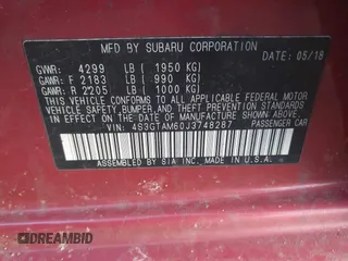 2018 Subaru Impreza Special Sports with VIN 4S3GTAM60J3748287, listed as a IAAI auction lot 41092963 with Not provided miles and . Bid and sale history available at DreamBid. Image 9.