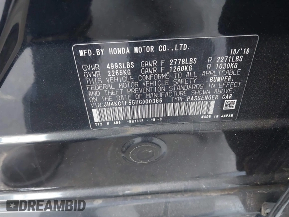 2017 Acura RLX Technology с VIN JH4KC1F55HC000366, выставлен на аукционе IAAI как лот 42279005 с пробегом 63 858 миль миль и . История ставок и продаж доступна на DreamBid. Изображение 9.