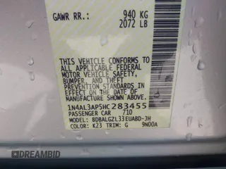 2017 Nissan Altima S with VIN 1N4AL3AP5HC283455, listed as a IAAI auction lot 41748607 with 104,319 mi miles and . Bid and sale history available at DreamBid. Image 9.