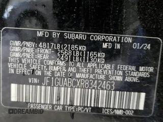 2024 Subaru Impreza z VIN JF1GUABCXR8342463, wystawiony jako Copart lot #58293955 z przebiegiem 12 273 mil mil oraz Szkoda całkowita • Salvage title. Historia ofert i sprzedaży dostępna na DreamBid. Obrazek 12.