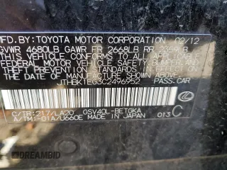 2012 Lexus ES 330 z VIN JTHBK1EG3C2496952, wystawiony jako Copart lot #53044695 z przebiegiem 119 697 mil mil oraz Nie do naprawy • Non repairable. Historia ofert i sprzedaży dostępna na DreamBid. Obrazek 13.