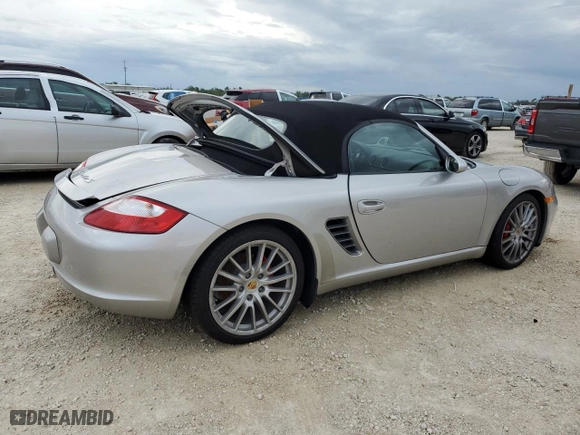 2007 Porsche Boxster S with VIN WP0CB29857U730730, listed as a Copart auction lot 74175794 with 0 mi miles and Salvage Title. Bid and sale history available at carsss.com. Image 3.