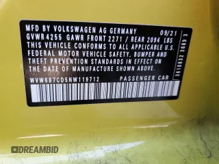 2022 Volkswagen Golf GTI Autobahn with VIN WVW687CD5NW119712, listed as a Copart auction lot 75361164 with 29,351 mi miles and Salvage Title. Bid and sale history available at carsss.com. Image 14.