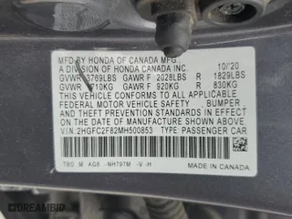 2021 Honda Civic Sedan Sport with VIN 2HGFC2F82MH500853, listed as a Copart auction lot 51116235 with 113,444 mi miles and Salvage Title. Bid and sale history available at carsss.com. Image 12.