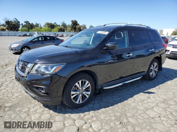 2019 Nissan Pathfinder SV with VIN 5N1DR2MN0KC603021, listed as a Copart auction lot 55785595 with 60,674 mi miles and Salvage title. Bid and sale history available at DreamBid. Image 1.