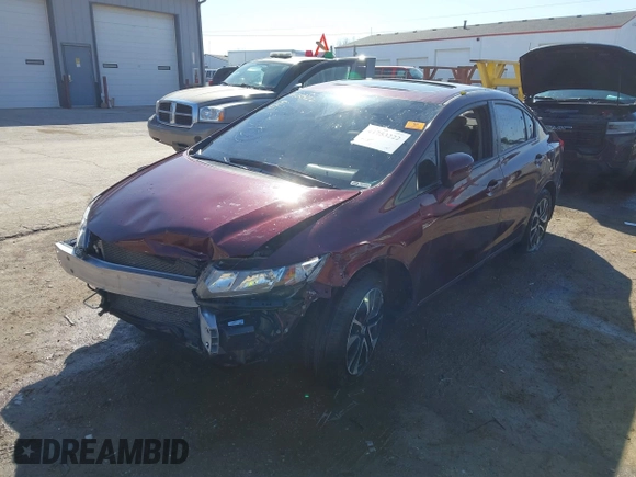 2015 Honda Civic EX with VIN 19XFB2F89FE073610, listed as a IAAI auction lot 41753222 with 121,100 mi miles and . Bid and sale history available at carsss.com. Image 2.