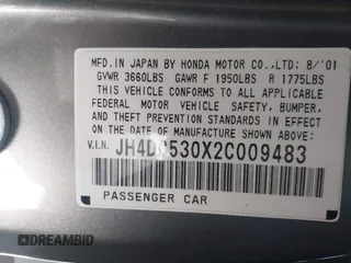 2002 Acura RSX Type S with VIN JH4DC530X2C009483, listed as a IAAI auction lot 41745800 with 156,099 mi miles. Bid and sale history available at carsss.com. Image 9.