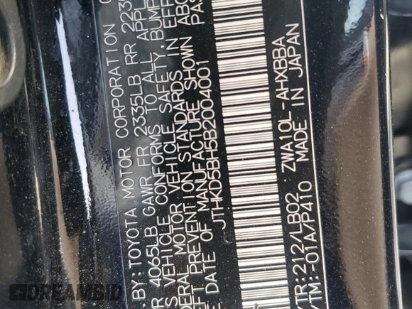 2011 Lexus CT 200h with VIN JTHKD5BH5B2004001, listed as a Copart auction lot 53519625 with 118,012 mi miles and Salvage Title. Bid and sale history available at DreamBid. Image 12.