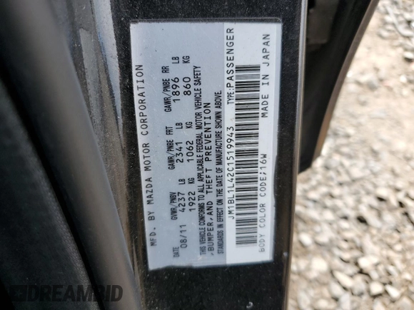 2012 Mazda 3 Mazdaspeed3 Touring with VIN JM1BL1L42C1519943, listed as a Copart auction lot 50871665 with 171,328 mi miles and Salvage Title. Bid and sale history available at DreamBid. Image 15.