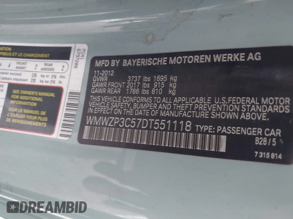 2013 MINI Convertible S с VIN WMWZP3C57DT551118, выставлен на аукционе IAAI как лот 41086617 с пробегом 108 049 миль миль и . История ставок и продаж доступна на DreamBid. Изображение 9.
