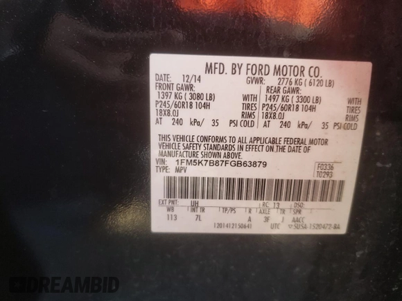 2015 Ford Explorer with VIN 1FM5K7B87FGB63879, listed as a Copart auction lot 89392515 with 158,450 mi miles and Clean title. Bid and sale history available at DreamBid. Image 16.