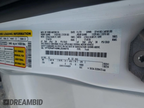 2021 Ford Ranger XL с VIN 1FTER4FH9MLE04970, выставлен на аукционе Copart как лот 59924375 с пробегом 132 568 миль миль и Чистый • Clean title. История ставок и продаж доступна на DreamBid. Изображение 12.