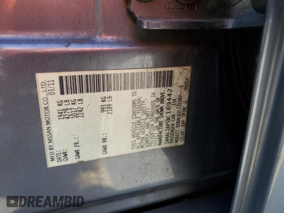 2011 Nissan Altima 2.5 S with VIN 1N4AL2AP5BC169442, listed as a Copart auction lot 49684645 with 99,024 mi miles and Salvage Title. Bid and sale history available at carsss.com. Image 12.