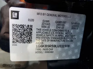 2020 Cadillac CT6 Luxury with VIN 1G6KB5RS9LU111909, listed as a Copart auction lot 72270394 with 92,183 mi miles and Clean Title. Bid and sale history available at carsss.com. Image 12.