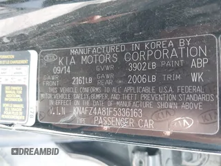 2015 Kia Forte EX with VIN KNAFZ4A81F5336163, listed as a IAAI auction lot 42024955 with 1 mi miles. Bid and sale history available at carsss.com. Image 9.