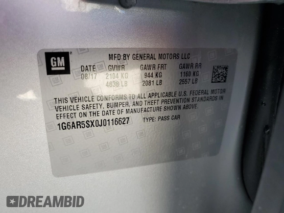 2018 Cadillac CTS Luxury RWD with VIN 1G6AR5SX0J0116627, listed as a Copart auction lot 73523634 with 118,202 mi miles and Non repairable. Bid and sale history available at DreamBid. Image 13.