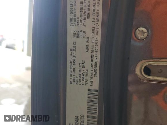 2020 Ram 2500 Laramie with VIN 3C6UR5FL0LG192484, listed as a Copart auction lot 59670435 with 41,210 mi miles and Salvage title. Bid and sale history available at DreamBid. Image 12.