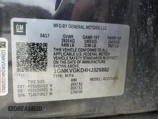 2017 Chevrolet Traverse LT with VIN 1GNKVGKD4HJ329882, listed as a Copart auction lot 52328615 with 116,262 mi miles and Salvage Title. Bid and sale history available at DreamBid. Image 15.