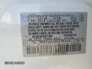 2019 Nissan Sentra S with VIN 3N1AB7AP2KY273861, listed as a Copart auction lot 50196535 with 86,747 mi miles and Salvage Title. Bid and sale history available at carsss.com. Image 14.