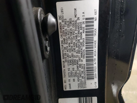 2009 Toyota Tacoma with VIN 5TENX22N19Z629804, listed as a Copart auction lot 44547695 with 111,257 mi miles and Salvage Title. Bid and sale history available at carsss.com. Image 12.