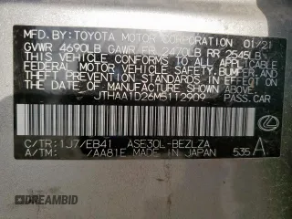 2021 Lexus IS 300 z VIN JTHAA1D26M5112909, wystawiony jako Copart lot #65424005 z przebiegiem 44 882 mil mil oraz Czysty tytuł • Clean title. Historia ofert i sprzedaży dostępna na DreamBid. Obrazek 13.