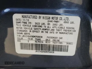 2013 Infiniti G37 x with VIN JN1CV6AR9DM759939, listed as a Copart auction lot 51767705 with Not Provided miles and Salvage Title. Bid and sale history available at carsss.com. Image 12.