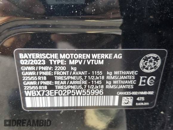 2023 BMW X1 xDrive28i with VIN WBX73EF02P5W55996, listed as a Copart auction lot 61164215 with 23,644 mi miles and Clean title. Bid and sale history available at DreamBid. Image 13.