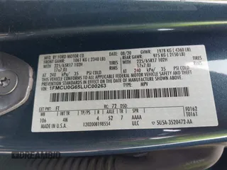 2020 Ford Escape SE с VIN 1FMCU0G65LUC00263, выставлен на аукционе IAAI как лот 42281995 с пробегом 62 091 миль миль и . История ставок и продаж доступна на DreamBid. Изображение 9.