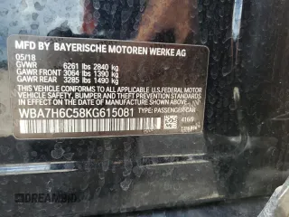 2019 BMW 7 Series M760i xDrive with VIN WBA7H6C58KG615081, listed as a Copart auction lot 59361704 with 92,769 mi miles and Salvage Title. Bid and sale history available at carsss.com. Image 12.