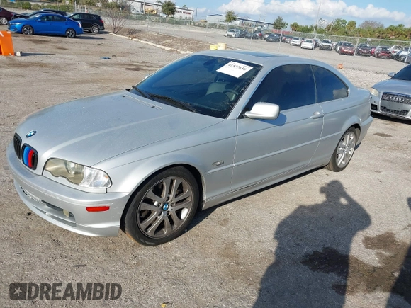 2002 BMW 3 Series 330Ci with VIN WBABN53432JU38611, listed as a IAAI auction lot 41577630 with 166,771 mi miles and . Bid and sale history available at carsss.com. Image 2.