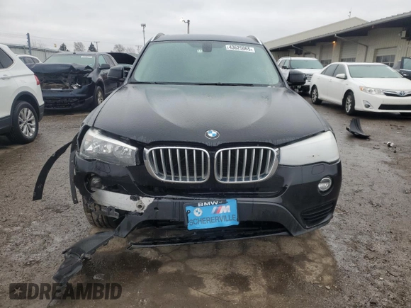 2017 BMW X3 xDrive28i with VIN 5UXWX9C33H0T25235, listed as a Copart auction lot 43625065 with 116,360 mi miles and Salvage Title. Bid and sale history available at DreamBid. Image 5.