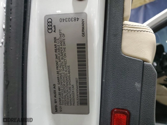 2022 Audi A4 Sedan S line Premium Plus with VIN WAUEAAF4XNA015607, listed as a Copart auction lot 86852144 with 30,602 mi miles and Salvage Title. Bid and sale history available at carsss.com. Image 12.