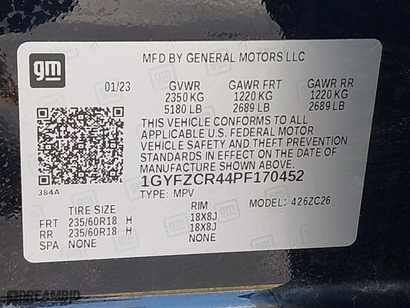 2023 Cadillac XT4 FWD Premium Luxury with VIN 1GYFZCR44PF170452, listed as a IAAI auction lot 42084960 with 22,212 mi miles. Bid and sale history available at carsss.com. Image 9.