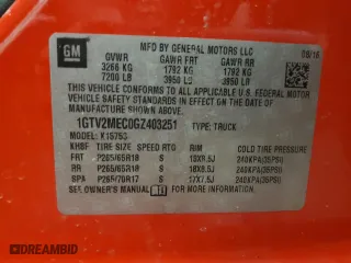 2016 GMC Sierra 1500 SLE with VIN 1GTV2MEC0GZ403251, listed as a Copart auction lot 45940915 with 103,022 mi miles and Salvage Title. Bid and sale history available at carsss.com. Image 14.