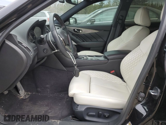 2021 Infiniti Q50 Red Sport 400 with VIN JN1FV7DR2MM880827, listed as a Copart auction lot 52089525 with 38,718 mi miles and Salvage title. Bid and sale history available at DreamBid. Image 7.
