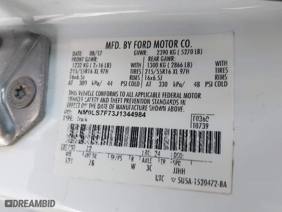 2018 Ford Transit Connect Van XLT with VIN NM0LS7F73J1344984, listed as a IAAI auction lot 41900049 with 111,753 mi miles. Bid and sale history available at carsss.com. Image 9.