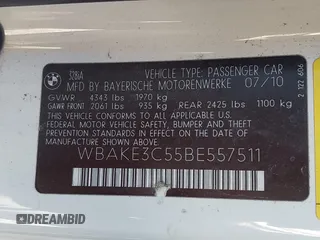 2011 BMW 3 Series 328i z VIN WBAKE3C55BE557511, wystawiony jako IAAI lot #42276665 z przebiegiem Nie podano mil oraz . Historia ofert i sprzedaży dostępna na DreamBid. Obrazek 9.