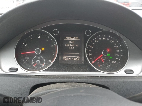 2012 Volkswagen CC Sport PZEV with VIN WVWMP7AN7CE541988, listed as a Copart auction lot 44253715 with 150,375 mi miles and Salvage Title. Bid and sale history available at carsss.com. Image 9.