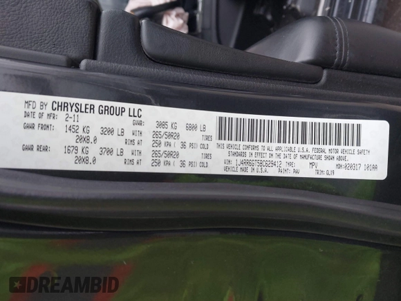 2011 Jeep Grand Cherokee Overland with VIN 1J4RR6GT5BC629412, listed as a IAAI auction lot 41741813 with 156,122 mi miles and . Bid and sale history available at DreamBid. Image 9.