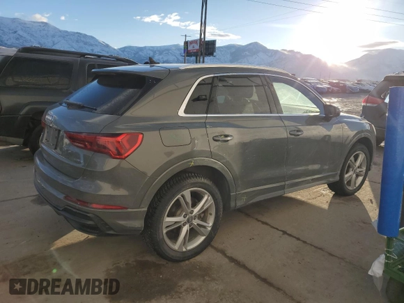 2020 Audi Q3 S line Premium Plus with VIN WA1EECF33L1004479, listed as a Copart auction lot 41704975 with 83,429 mi miles and Salvage title. Bid and sale history available at DreamBid. Image 3.