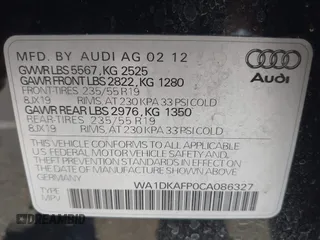2012 Audi Q5 Premium Plus z VIN WA1DKAFP0CA086327, wystawiony jako IAAI lot #42417892 z przebiegiem 81 073 mil mil oraz . Historia ofert i sprzedaży dostępna na DreamBid. Obrazek 9.