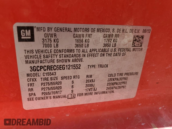 2014 Chevrolet Silverado 1500 LT with VIN 3GCPCREC6EG121552, listed as a Copart auction lot 51012775 with 162,924 mi miles and Salvage Title. Bid and sale history available at carsss.com. Image 13.