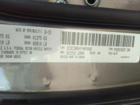 2015 Chrysler 300 with VIN 2C3CCABG4FH803066, listed as a IAAI auction lot 36694920 with 103,660 mi miles. Bid and sale history available at carsss.com. Image 9.