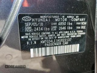 2019 Genesis G70 3.3T Advanced with VIN KMTG34LE1KU022137, listed as a Copart auction lot 76611254 with 59,082 mi miles and Salvage Title. Bid and sale history available at carsss.com. Image 13.