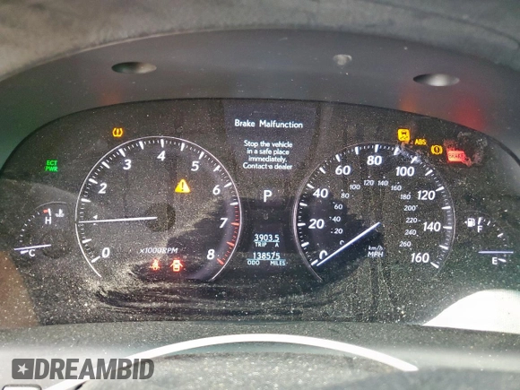 2007 Lexus LS 460 with VIN JTHBL46F675004312, listed as a Copart auction lot 59763745 with 138,575 mi miles and Salvage title. Bid and sale history available at DreamBid. Image 9.
