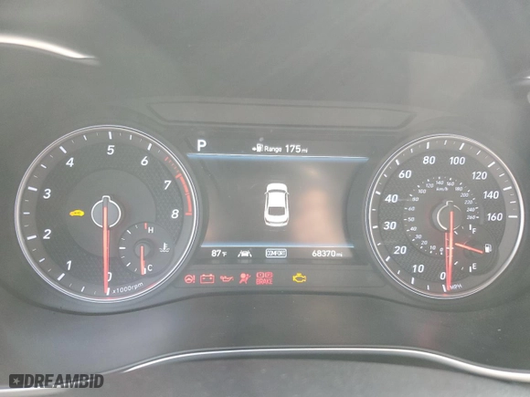 2019 Genesis G70 2.0T Advanced with VIN KMTG34LA6KU031624, listed as a Copart auction lot 42778384 with 68,370 mi miles. Bid and sale history available at carsss.com. Image 9.