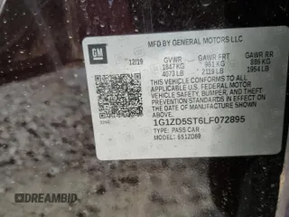 2020 Chevrolet Malibu LT with VIN 1G1ZD5ST6LF072895, listed as a Copart auction lot 52492195 with 0 mi miles and Salvage Title. Bid and sale history available at carsss.com. Image 12.