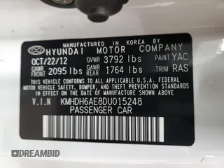 2013 Hyundai Elantra Coupe GS PZEV with VIN KMHDH6AE8DU015248, listed as a Copart auction lot 79494334 with 119,839 mi miles and Salvage Title. Bid and sale history available at carsss.com. Image 13.